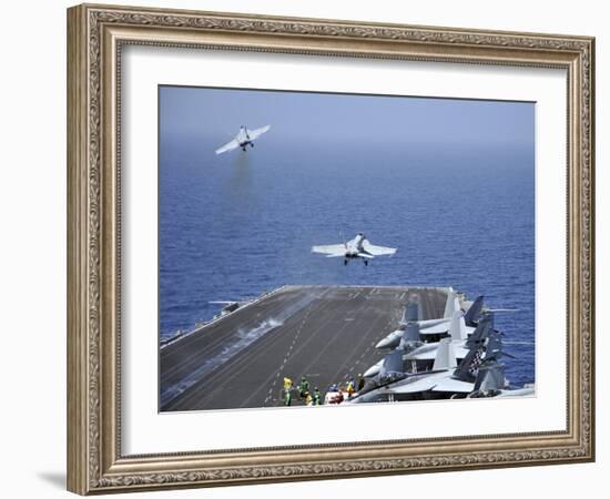 F/A-18F Super Hornets Launch from the Aircraft Carrier USS Enterprise-Stocktrek Images-Framed Photographic Print