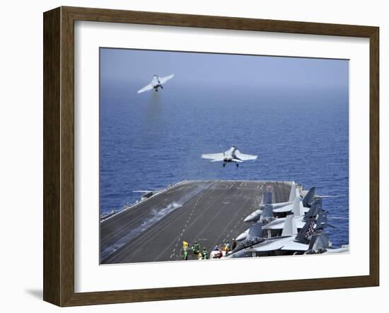 F/A-18F Super Hornets Launch from the Aircraft Carrier USS Enterprise-Stocktrek Images-Framed Photographic Print