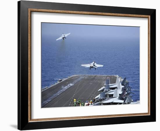 F/A-18F Super Hornets Launch from the Aircraft Carrier USS Enterprise-Stocktrek Images-Framed Photographic Print
