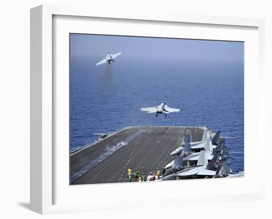 F/A-18F Super Hornets Launch from the Aircraft Carrier USS Enterprise-Stocktrek Images-Framed Photographic Print