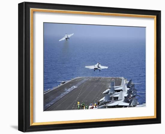 F/A-18F Super Hornets Launch from the Aircraft Carrier USS Enterprise-Stocktrek Images-Framed Photographic Print