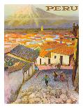 El Misti Volcano (Putina) Peru - Arequipa Village South America - Vintage Travel Poster, 1950s-F.C. Hannon-Framed Art Print