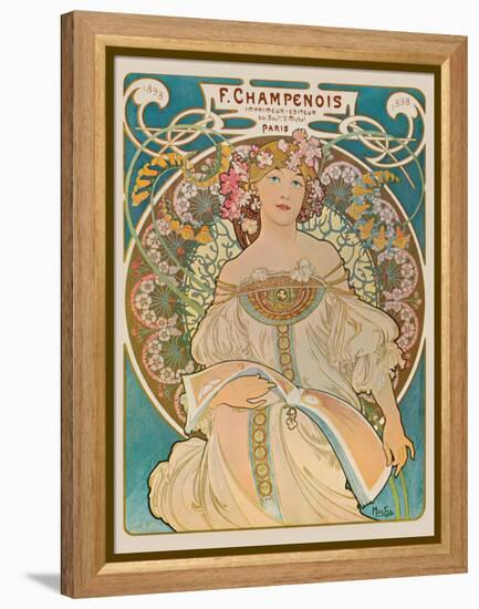 F. Champenois - Printer Publisher (Imprimeur-Éditeur) - Vintage Art Nouveau Poster, 1898-Alphonse Mucha-Framed Stretched Canvas