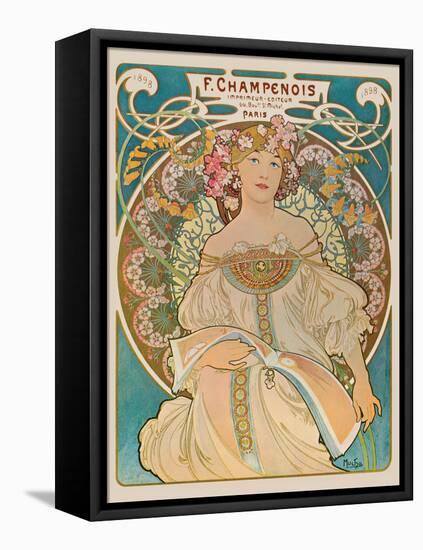 F. Champenois - Printer Publisher (Imprimeur-Éditeur) - Vintage Art Nouveau Poster, 1898-Alphonse Mucha-Framed Stretched Canvas