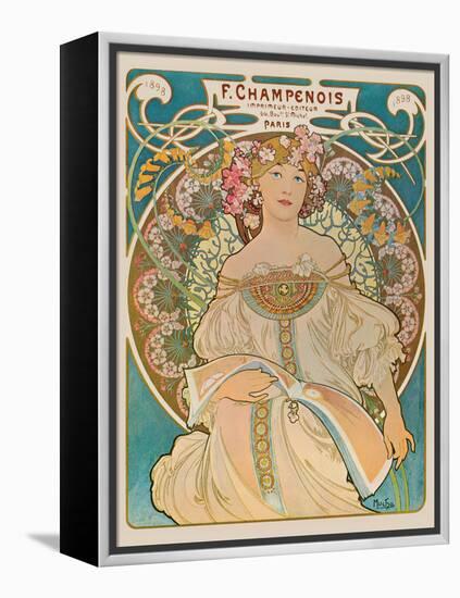 F. Champenois - Printer Publisher (Imprimeur-Éditeur) - Vintage Art Nouveau Poster, 1898-Alphonse Mucha-Framed Stretched Canvas