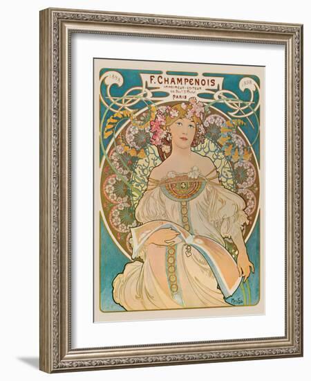 F. Champenois - Printer Publisher (Imprimeur-Éditeur) - Vintage Art Nouveau Poster, 1898-Alphonse Mucha-Framed Art Print