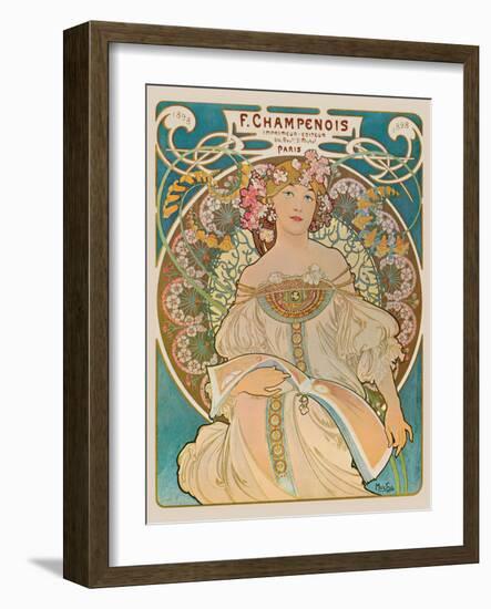 F. Champenois - Printer Publisher (Imprimeur-Éditeur) - Vintage Art Nouveau Poster, 1898-Alphonse Mucha-Framed Art Print