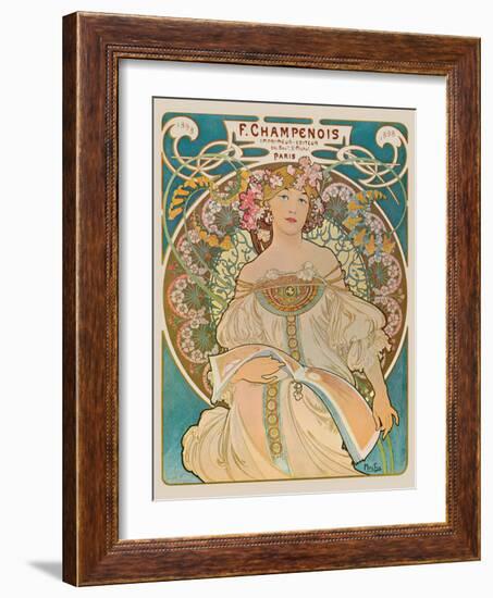 F. Champenois - Printer Publisher (Imprimeur-Éditeur) - Vintage Art Nouveau Poster, 1898-Alphonse Mucha-Framed Art Print