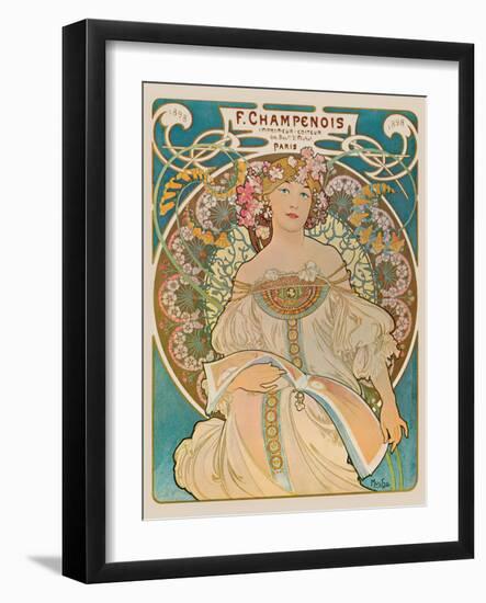 F. Champenois - Printer Publisher (Imprimeur-Éditeur) - Vintage Art Nouveau Poster, 1898-Alphonse Mucha-Framed Art Print