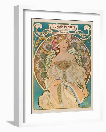 F. Champenois - Printer Publisher (Imprimeur-Éditeur) - Vintage Art Nouveau Poster, 1898-Alphonse Mucha-Framed Art Print