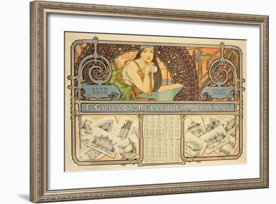 F. Guillot Pelletier Calendar, 1897-Alphonse Mucha-Framed Giclee Print