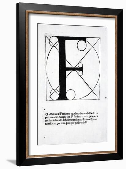 F, Illustration from 'Divina Proportione' by Luca Pacioli (C.1445-1517), Originally Pub. Venice,…-Leonardo da Vinci-Framed Giclee Print