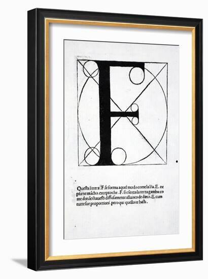 F, Illustration from 'Divina Proportione' by Luca Pacioli (C.1445-1517), Originally Pub. Venice,…-Leonardo da Vinci-Framed Giclee Print