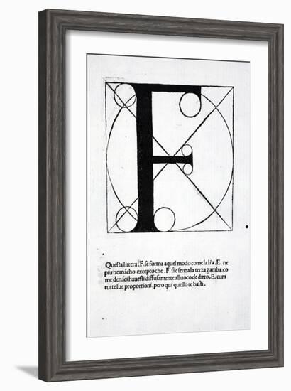 F, Illustration from 'Divina Proportione' by Luca Pacioli (C.1445-1517), Originally Pub. Venice,…-Leonardo da Vinci-Framed Premium Giclee Print