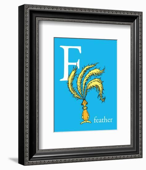 F is for Feather (blue)-Theodor (Dr. Seuss) Geisel-Framed Art Print