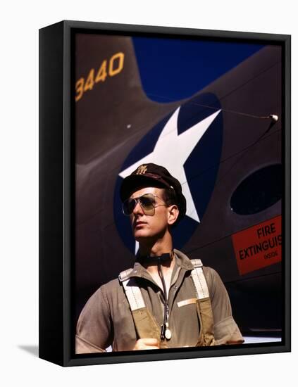 F.W. Hunter, World War II Army Test Pilot, circa 1942-Alfred T^ Palmer-Framed Stretched Canvas
