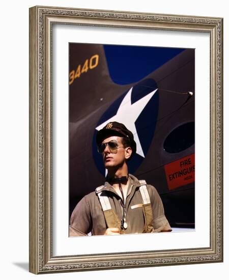 F.W. Hunter, World War II Army Test Pilot, circa 1942-Alfred T^ Palmer-Framed Photo