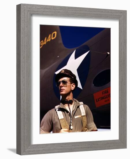 F.W. Hunter, World War II Army Test Pilot, circa 1942-Alfred T^ Palmer-Framed Photo