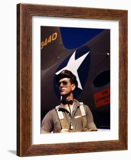 F.W. Hunter, World War II Army Test Pilot, circa 1942-Alfred T^ Palmer-Framed Photo