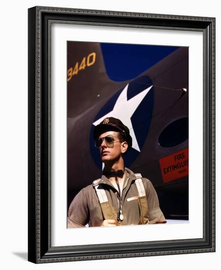 F.W. Hunter, World War II Army Test Pilot, circa 1942-Alfred T^ Palmer-Framed Photo