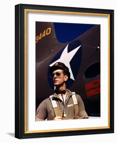 F.W. Hunter, World War II Army Test Pilot, circa 1942-Alfred T^ Palmer-Framed Photo