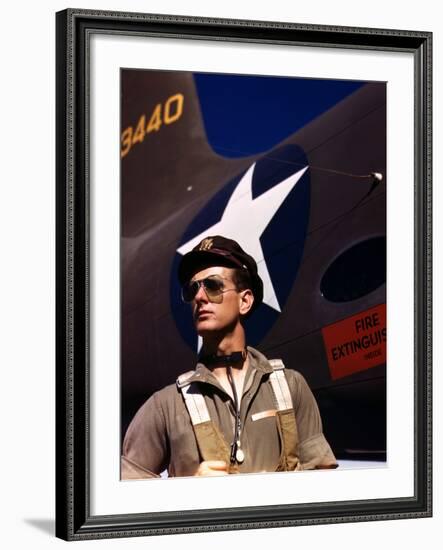 F.W. Hunter, World War II Army Test Pilot, circa 1942-Alfred T^ Palmer-Framed Photo