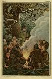 Natives of a Cold Country Sitting Round a Fire-F W Linger-Framed Art Print