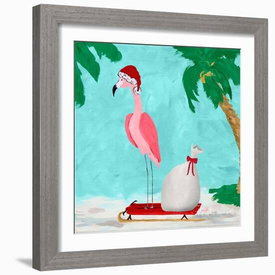 Fa La La La Flamingo Holiday II-Julie DeRice-Framed Art Print