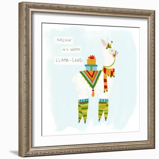 Fa-la-la-la Llama II-June Vess-Framed Art Print