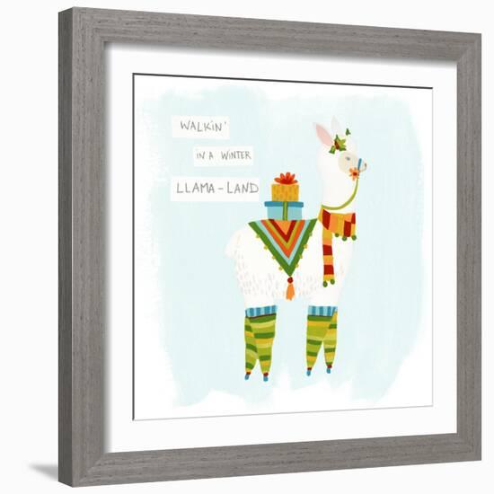 Fa-la-la-la Llama II-June Vess-Framed Art Print
