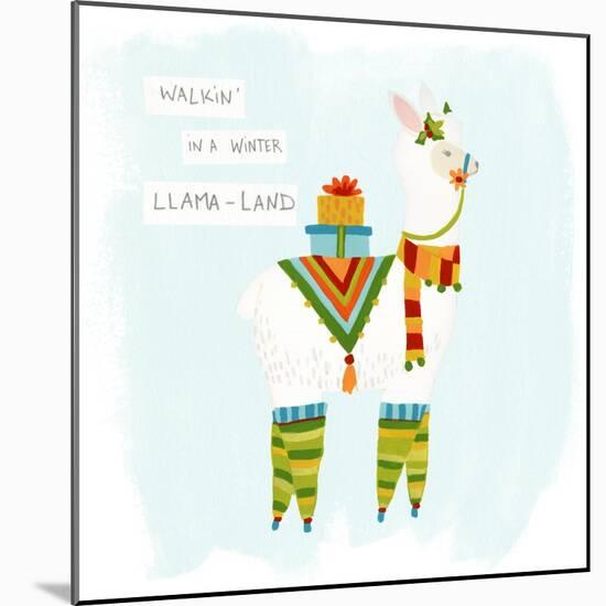 Fa-la-la-la Llama II-June Vess-Mounted Art Print