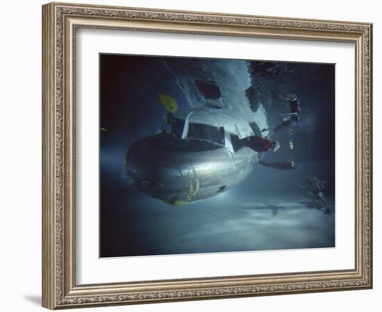 Faa Underwater Evacuation Drill at the Civil Aeromedical Center, Oklahoma City, Oklahoma, 1966-Yale Joel-Framed Photographic Print