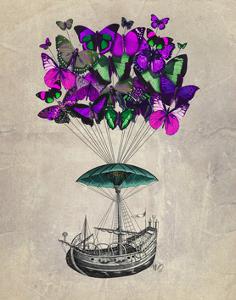 Butterfly Airship 2 Purple and Green by Fab Funky