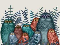 Electric Owls, Blue and Orange-Fab Funky-Giclee Print