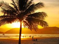 Beautiful Golden Sunset On The Beach Of The City Of Santos In Brazil-fabio fersa-Photographic Print