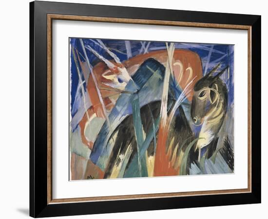 Fable Animals I (Composition with Animals), 1913-Franz Marc-Framed Giclee Print