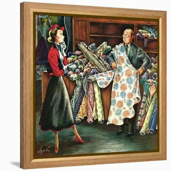 "Fabric Store," May 22, 1948-Constantin Alajalov-Framed Premier Image Canvas