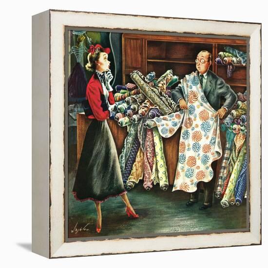 "Fabric Store," May 22, 1948-Constantin Alajalov-Framed Premier Image Canvas