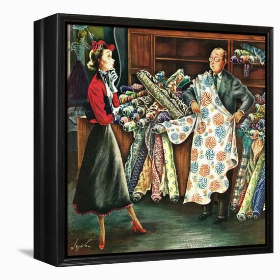 "Fabric Store," May 22, 1948-Constantin Alajalov-Framed Premier Image Canvas