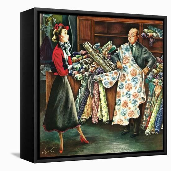 "Fabric Store," May 22, 1948-Constantin Alajalov-Framed Premier Image Canvas