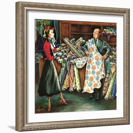 "Fabric Store," May 22, 1948-Constantin Alajalov-Framed Giclee Print