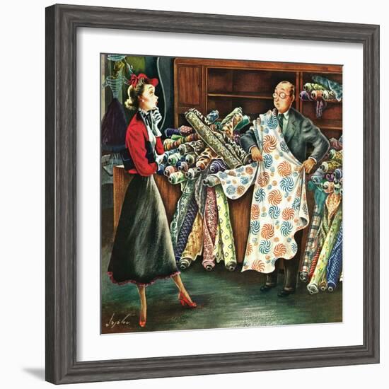 "Fabric Store," May 22, 1948-Constantin Alajalov-Framed Giclee Print