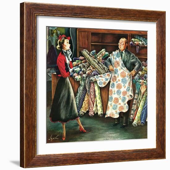 "Fabric Store," May 22, 1948-Constantin Alajalov-Framed Giclee Print