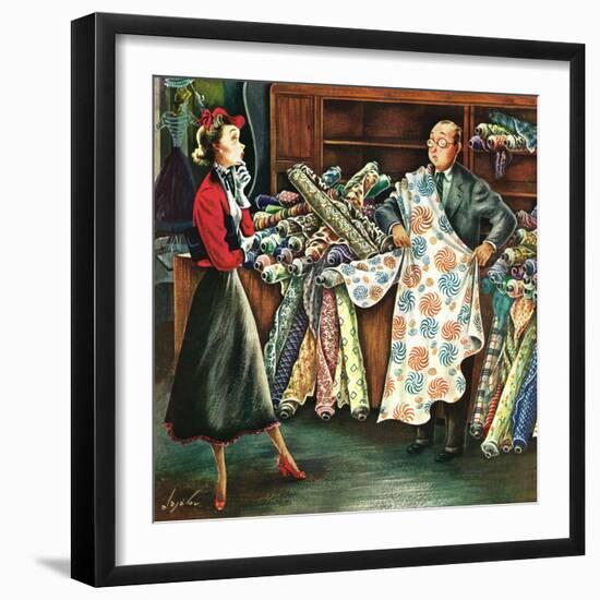 "Fabric Store," May 22, 1948-Constantin Alajalov-Framed Giclee Print