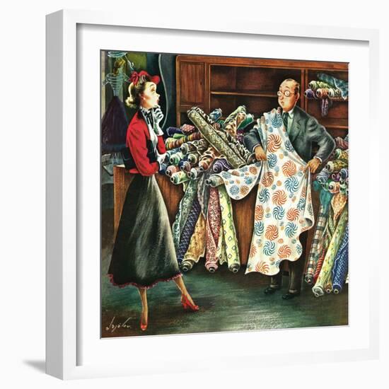 "Fabric Store," May 22, 1948-Constantin Alajalov-Framed Giclee Print