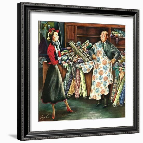 "Fabric Store," May 22, 1948-Constantin Alajalov-Framed Giclee Print