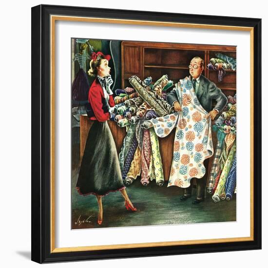 "Fabric Store," May 22, 1948-Constantin Alajalov-Framed Giclee Print