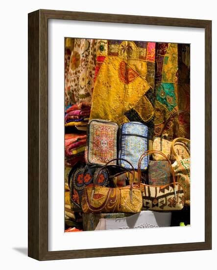 Fabrics for Sale, Vendor in Spice Market, Istanbul, Turkey-Darrell Gulin-Framed Photographic Print