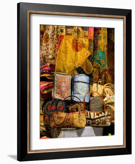 Fabrics for Sale, Vendor in Spice Market, Istanbul, Turkey-Darrell Gulin-Framed Photographic Print