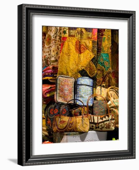 Fabrics for Sale, Vendor in Spice Market, Istanbul, Turkey-Darrell Gulin-Framed Photographic Print